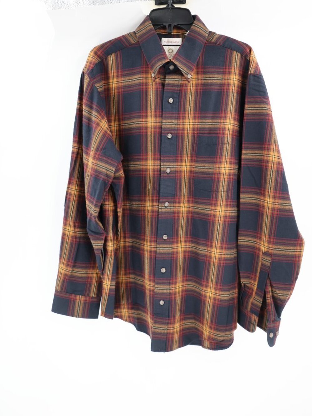 Viyella Patrick James Shirt Mens Large Plaid Flannel Wool Cotton Long Sleeve